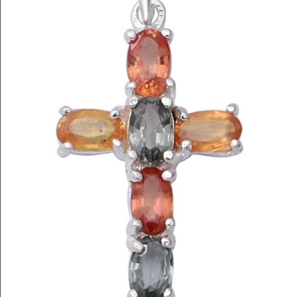 Jewelry - MULTI SAPPHIRE CROSS PENDANT 1.86